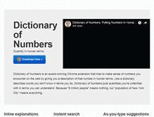 Tablet Screenshot of dictionaryofnumbers.com